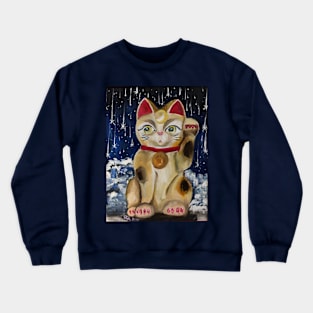 Nocturnal Maneki Neko (Lucky Cat) Crewneck Sweatshirt